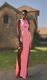 TRÄGERLOSES MAXIKLEID MIT CUT-OUTS IN PINK
